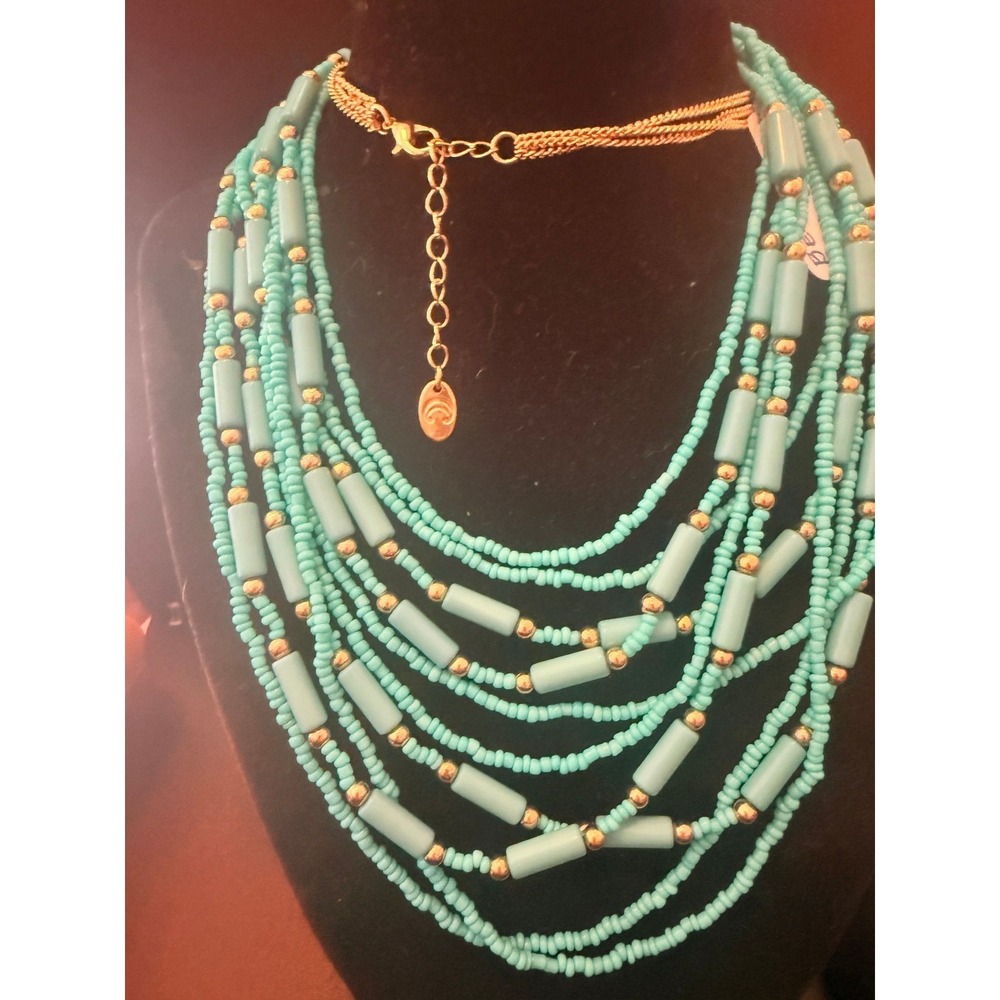 Liz Claiborne teal turquoise color beaded necklace - Picture 1 of 1
